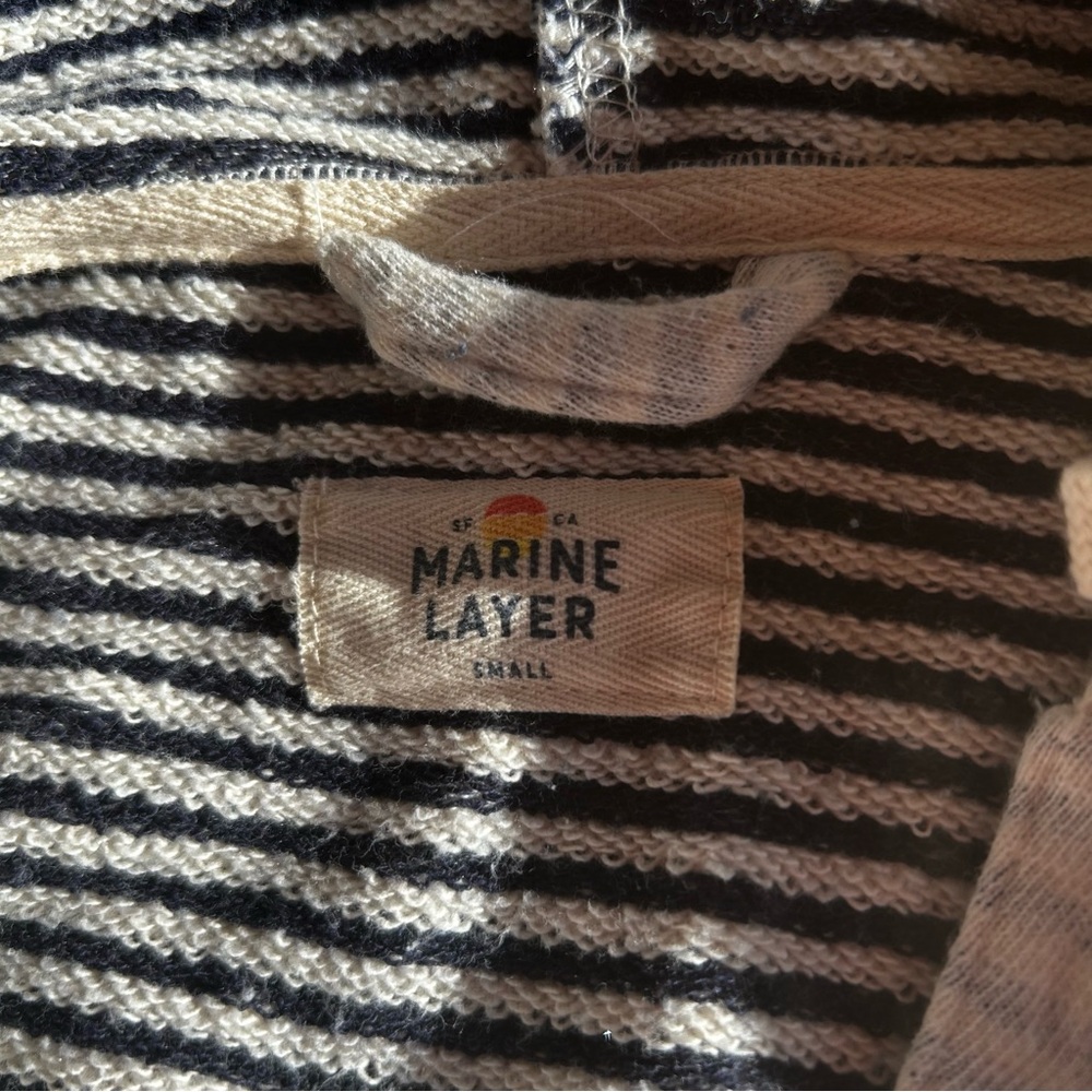 Marine layer hoodie womens SZ small grunge casual comfy blue white coastal relax - Picture 4 of 14